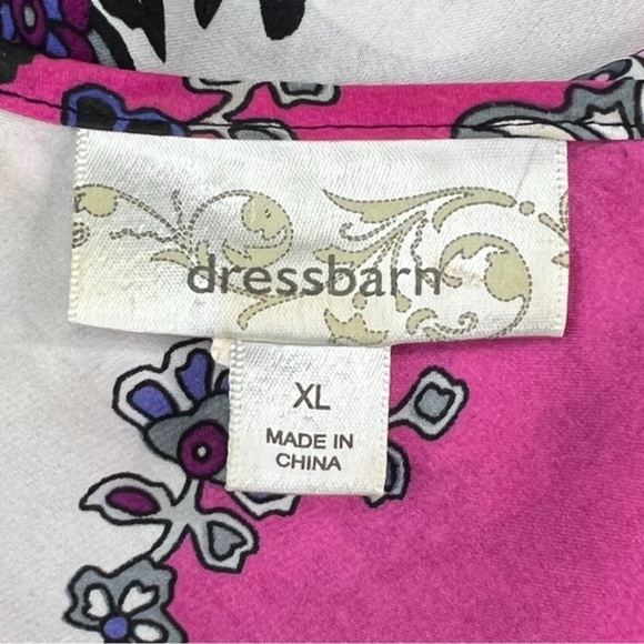Dress Barn | Ruffle Detail Pink & Black Sleeveless Blouse Silky Paisley Print XL - Picture 10 of 13